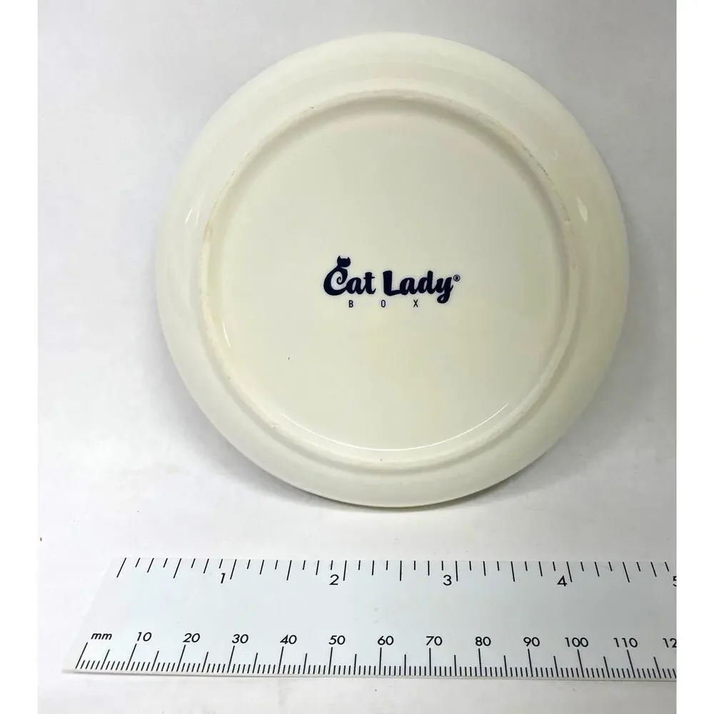 Cat Lady Box Dish - Everyday is Caturday Trinket, Desk Dish Plate Ceramic 4.5
